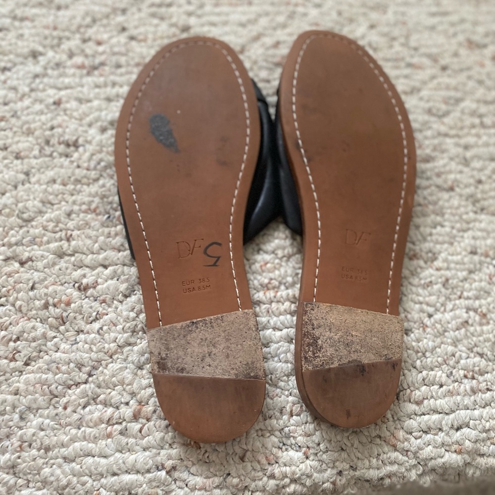 Diane von Furstenberg Black/Brown Leather Slides - Picture 4 of 4